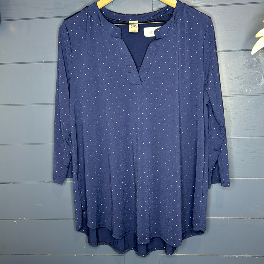 SEW IN LOVE Boutique Top Blue w/ Silver Studs Sz L